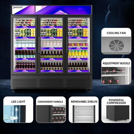 Three door commercial refrigerator