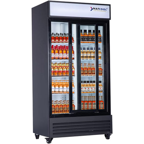 The NAFCOOL SDGRX(S) Black Merchandising Refrigerator enhances the quality