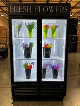 Floral Two Section Glass Door Refrigerator 47.2 Swing Door 01
