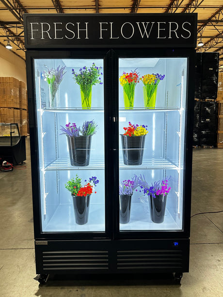 Floral Two Section Glass Door Refrigerator 47.2 Swing Door 04