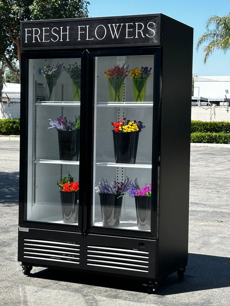 Floral Two Section Glass Door Refrigerator 47.2 Swing Door 09